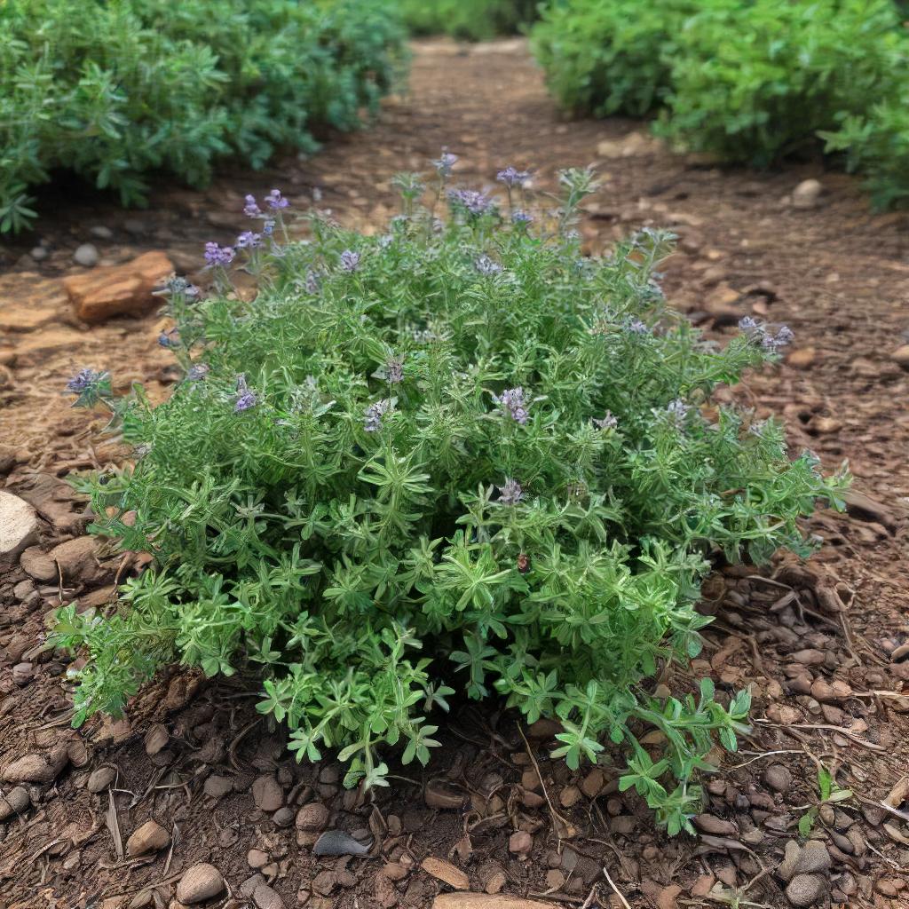 Common Thyme Growing In Herb Garden