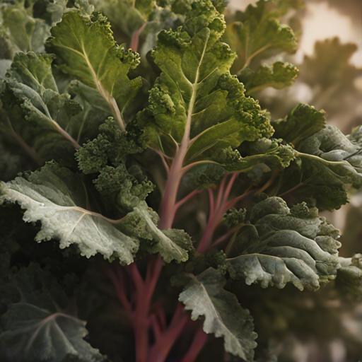 Red Russian Kale Seeds - Kale Garden Seeds From Back Home Seed. Red Russian Kale Growing In Vegetable Garden Close Up Green Leaves