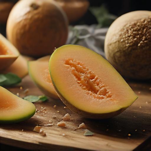 Melon – Cantaloupe – Hales Best Jumbo Cantaloupe Seeds From Back Home Seed. Fresh Melon On Cutting Board
